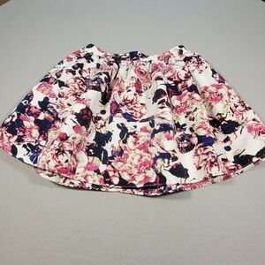 Express Floral Print Mini Skirt Womens Size 10 White Pink Blue Lined Pockets‎